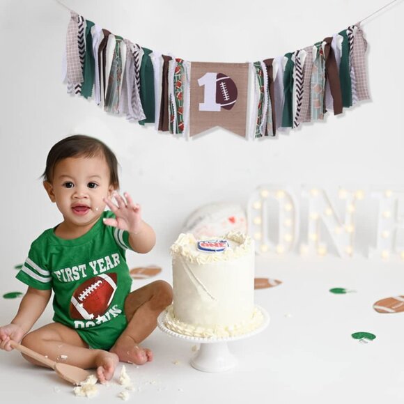 Baby Football Theme First Birthday Highchair Banner Decorations (SKU: 117MI) - Picture 4 of 9